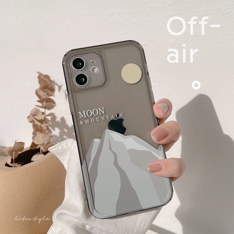 IPHONE Moon And Mountain Soft TPU Transparan Hitam Casing Ponsel Cover Untuk Iphone7 8 PLUS X XR XS 11 12 13 14 MINI PRO MAX SE 2020