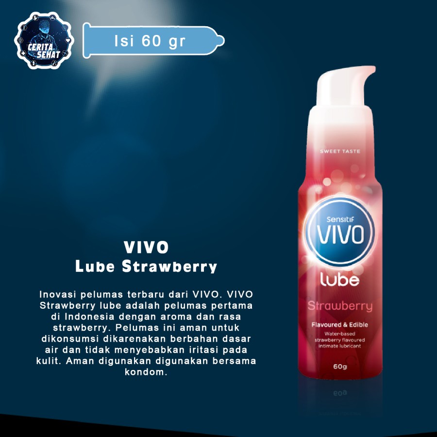 BPOM VIVO STRAWBERRY LUBE PELUMAS 60GR / LUBRICANT KONDOM VIVO / SYE