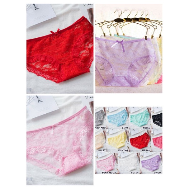 Celana Dalam Renda Transparant CD Brukat Import Wanita