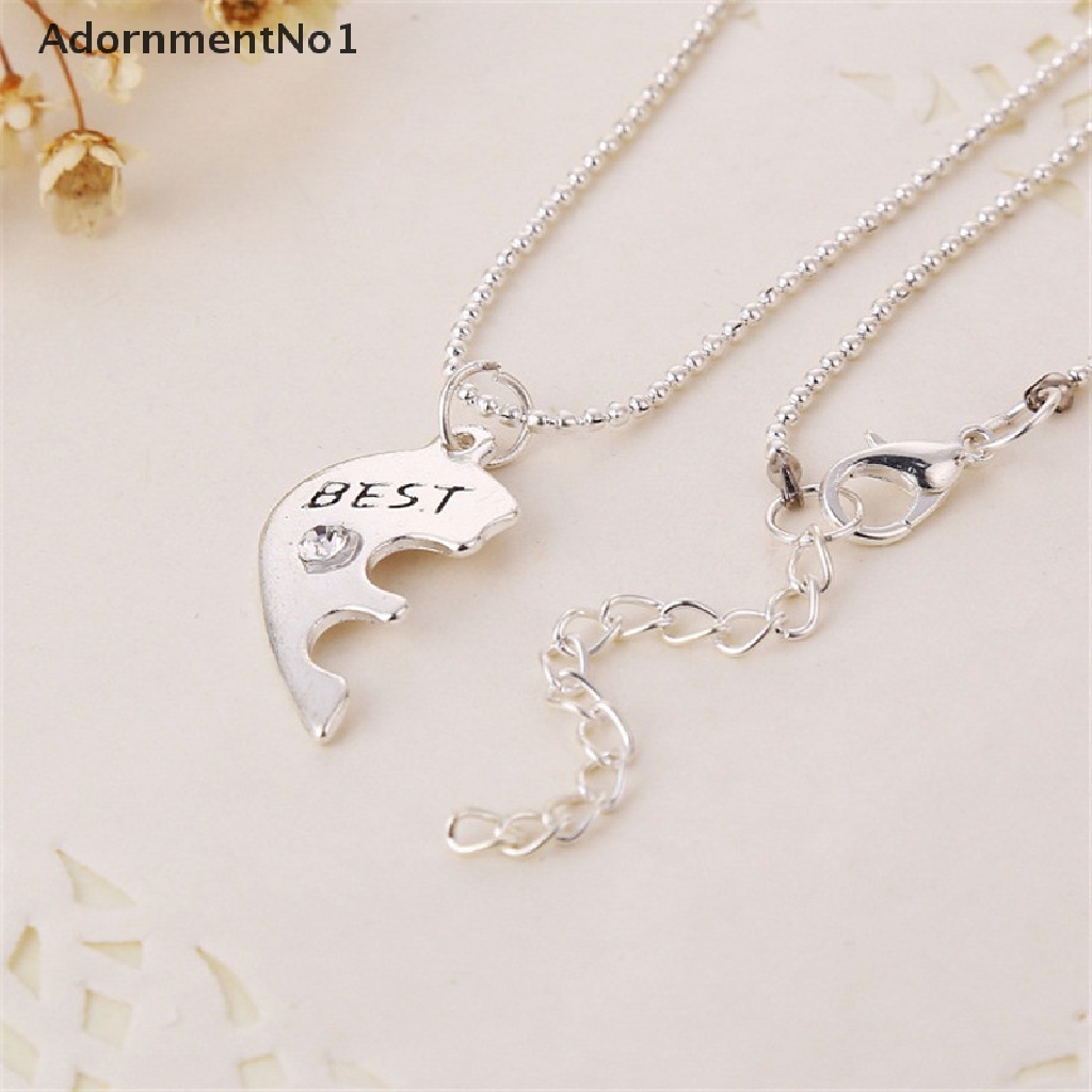 (AdornmentNo1) Kalung Rantai Dengan Liontin Hati Motif Tulisan Best Friends Untuk Wanita