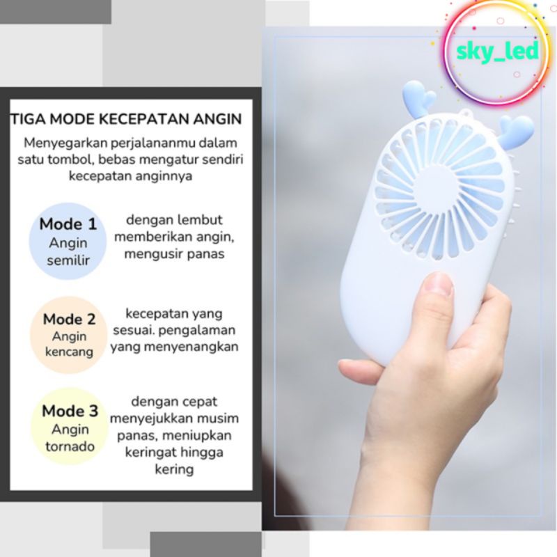 Pocket Fan Kipas Angin Mini Sumber Cute Cooling Fan Portable Phone Holder