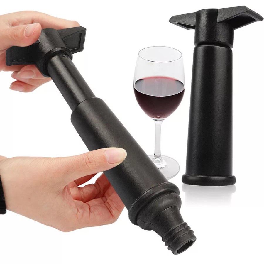 vacuum wine saver / wine stopper / wine pump / pompa wine black silver