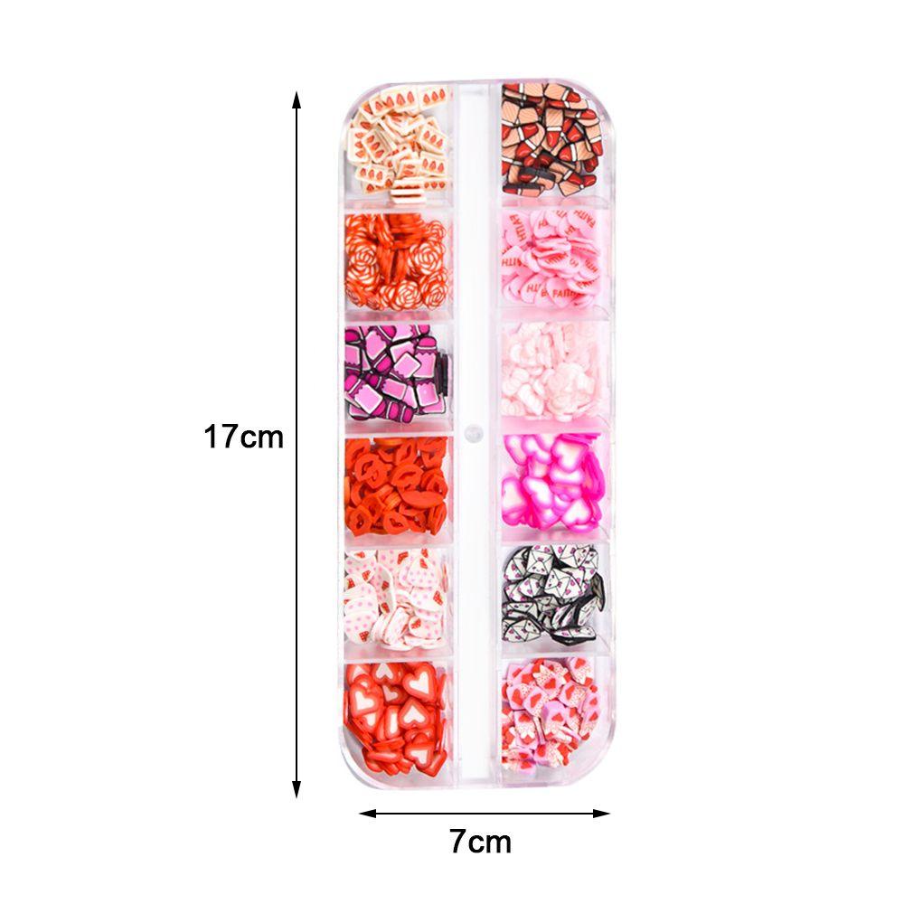 Stiker Nail Art 12 Pola 3D Bentuk Hati Warna-Warni Untuk Hari Valentine