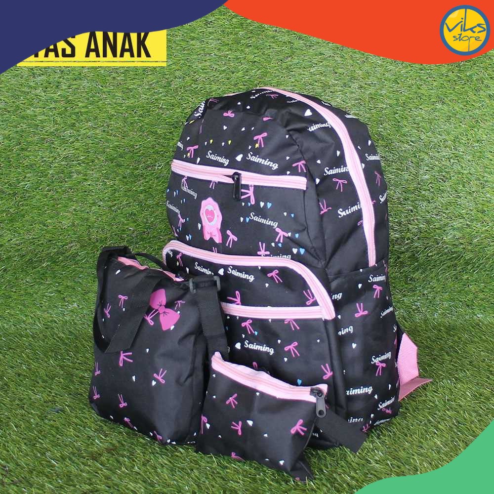 Tas Sekolah TK SD PAUD Ransel Anak Perempuan Tas 2in1 Gambar Motif Lucu Backpack Wanita Tas Punggung