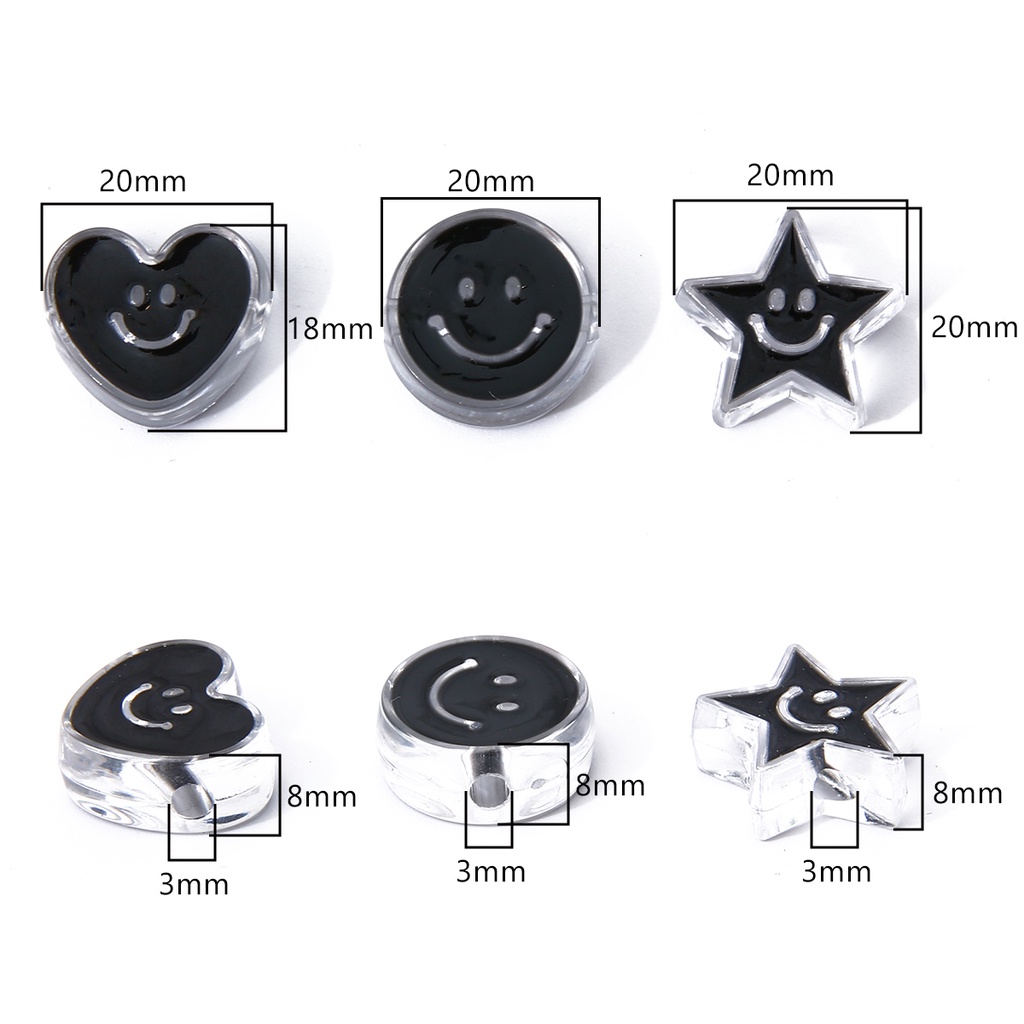 4 pcs Acrylic Smiley Drip Aksesori Untuk Membuat Perhiasan Buatan Tangan DIY Gelang Kalung Gantungan Kunci Aksesori