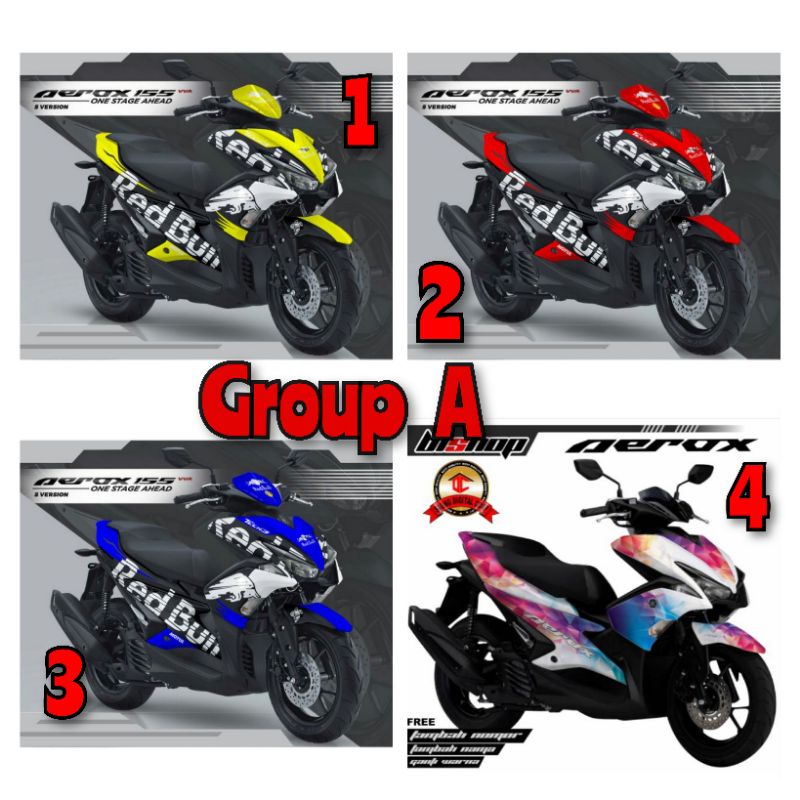 Decal Yamaha Aerox RedBull Variasi Red black
