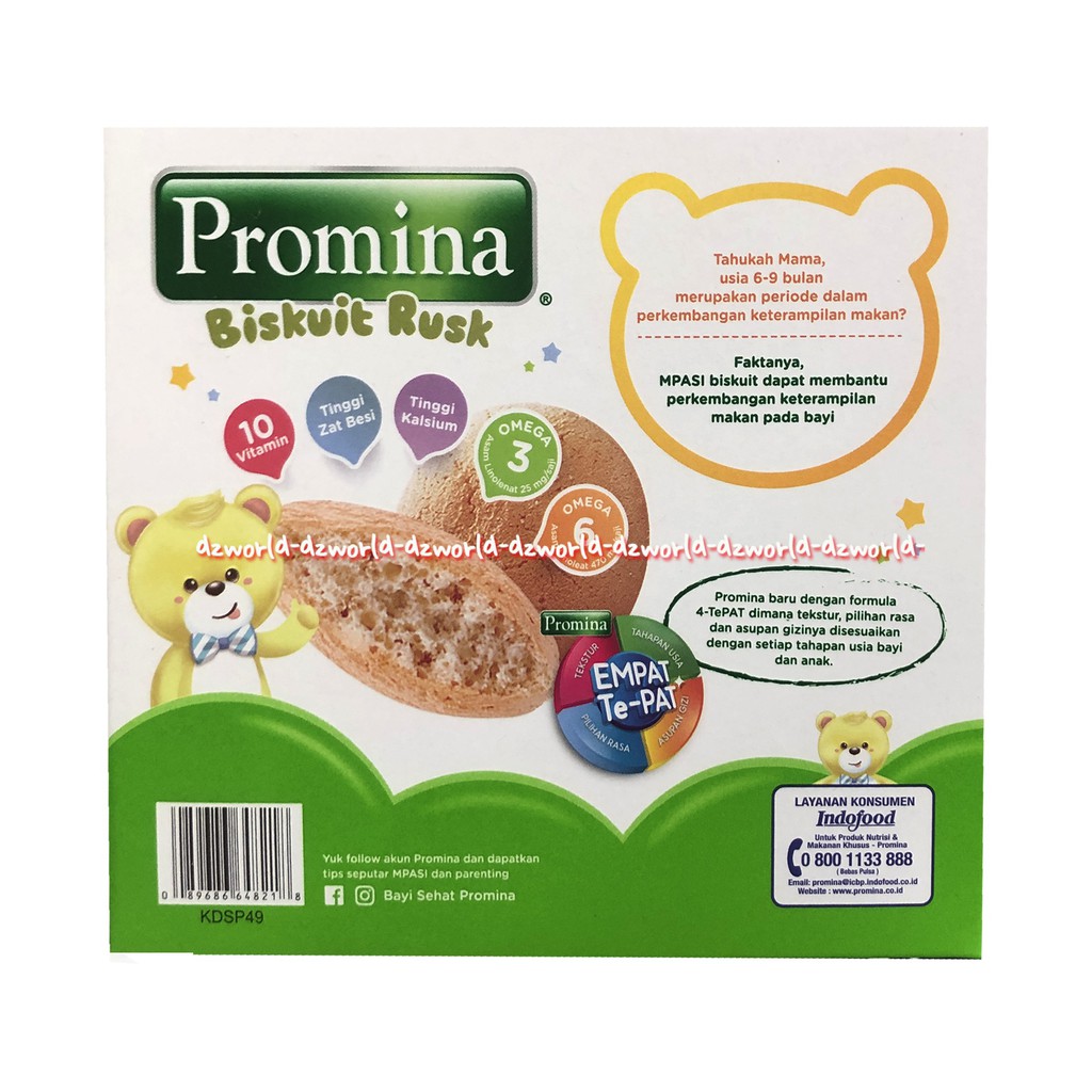 Promina Biskuit Rusk 130gr Biskuit Bayi Instan Rasa Susu