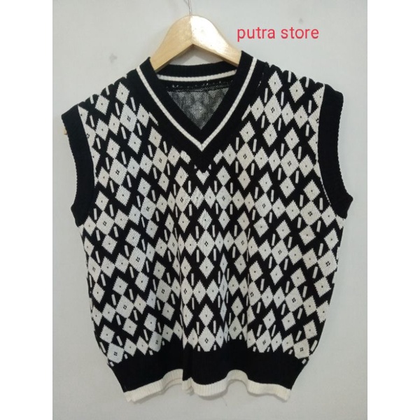 VEST VINTAGE/ ROMPI RAJUT WANITA / ROMPI RAJUT MOTIF CORAK PREMIUM