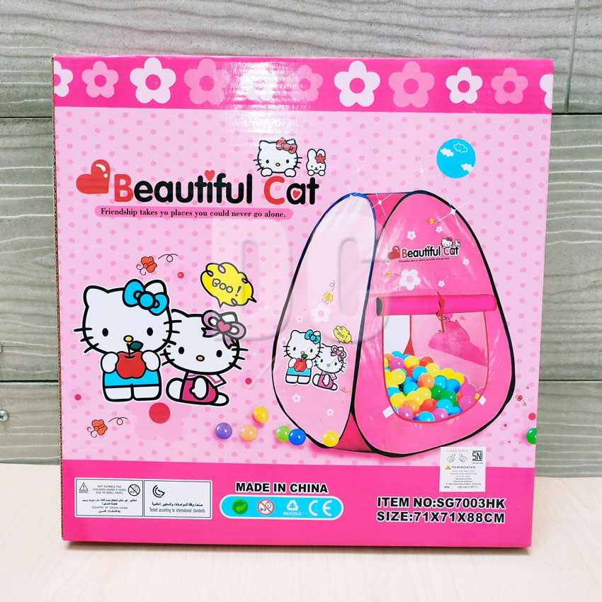 Tenda Kolam Bola Segitiga Besar Hello Kitty Pink | Kastil Bermain Anak