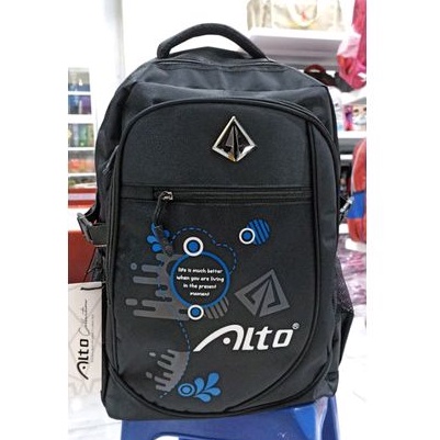 Tas Ransel Anak Sekolah SD SMP SMA Alto Hitam Ori