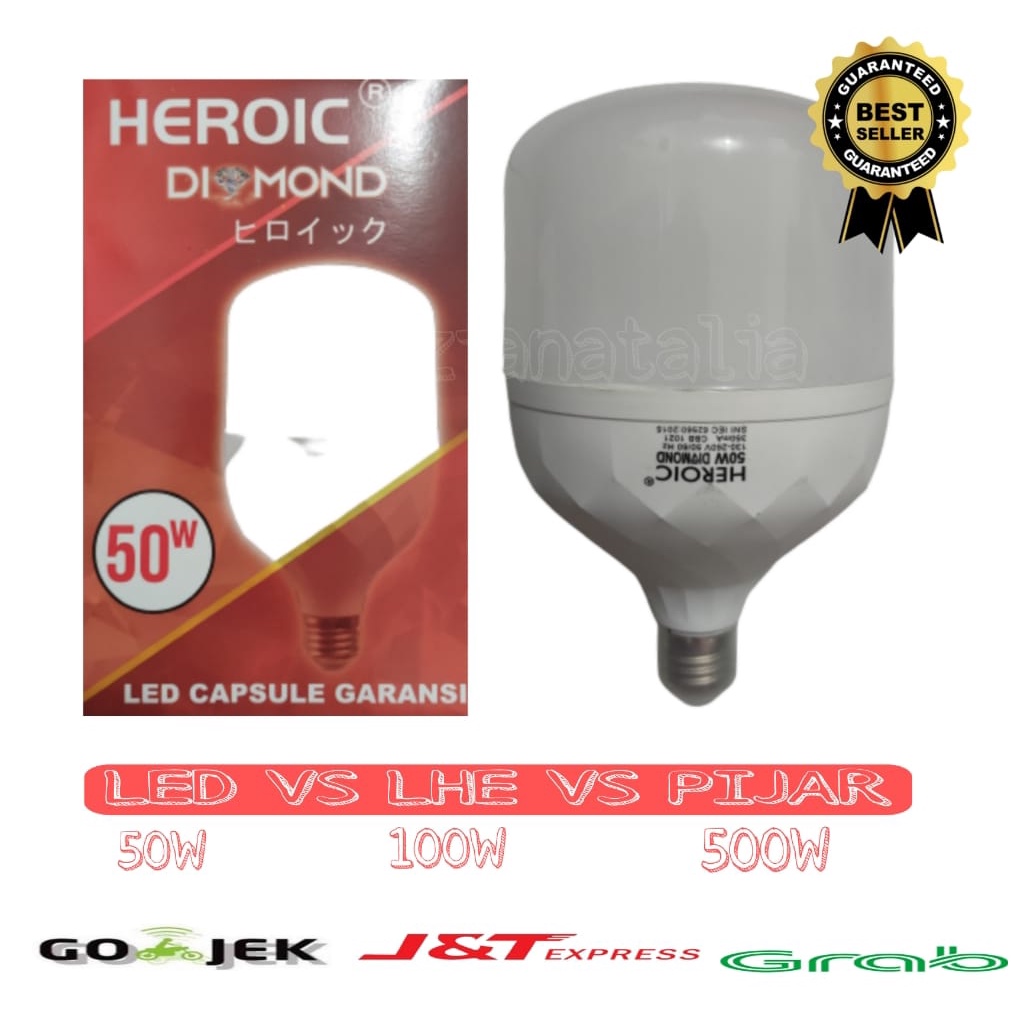 Lampu LED Heroic Diamond 50 Watt / Bohlam LED Heroic 50 Watt Cool Putih