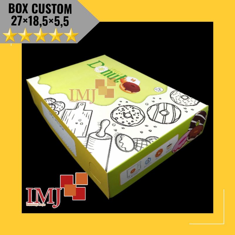 

BOX ROTI DONAT CUSTOM 27x18,5x5,5 KARDUS DONAT CUSTOM 27×18,5×5,5 BOX MARTABAK CUSTOM