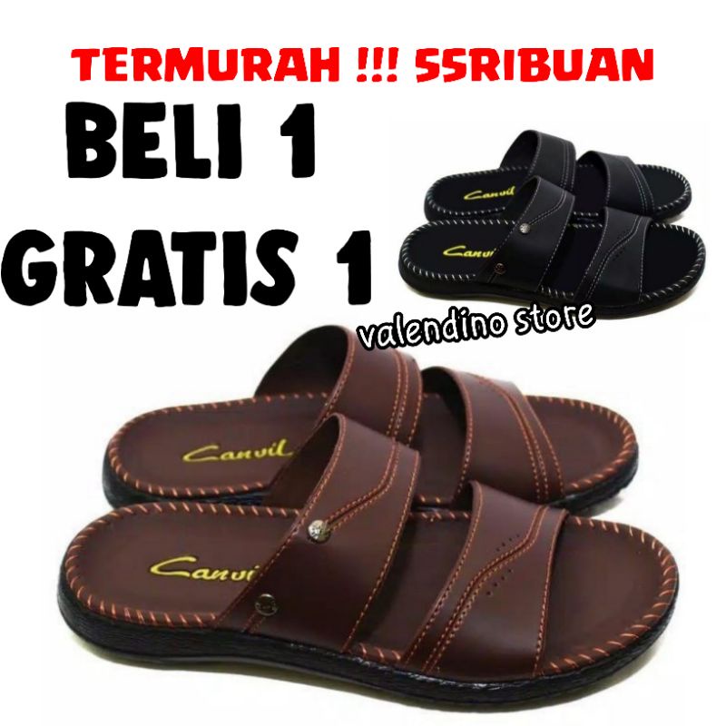 SANDAL KULIT PRIA BELI 1 GRATIS 1