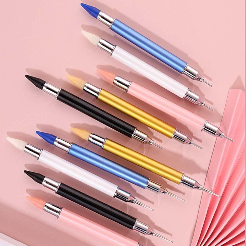AUGUSTINA Agustina Kuku Bor Pena Profesional DIY Lukisan Kuku UV Gel Pen Lilin Kepala Pensil Kepala Ganda Kuku Berlian Imitasi Pemetik