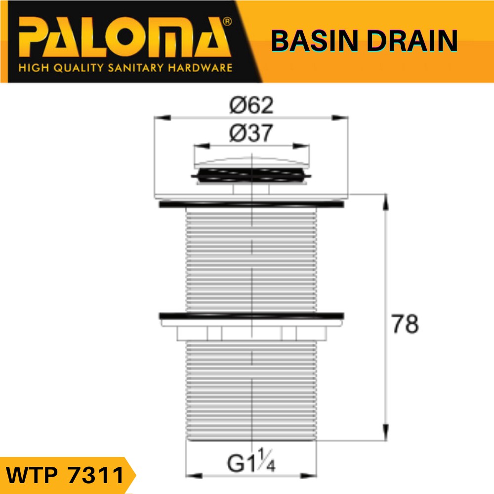 PALOMA WTP 7311 Afur Wastafel Kepala Sifon Pop Up Waste GOLD PVD