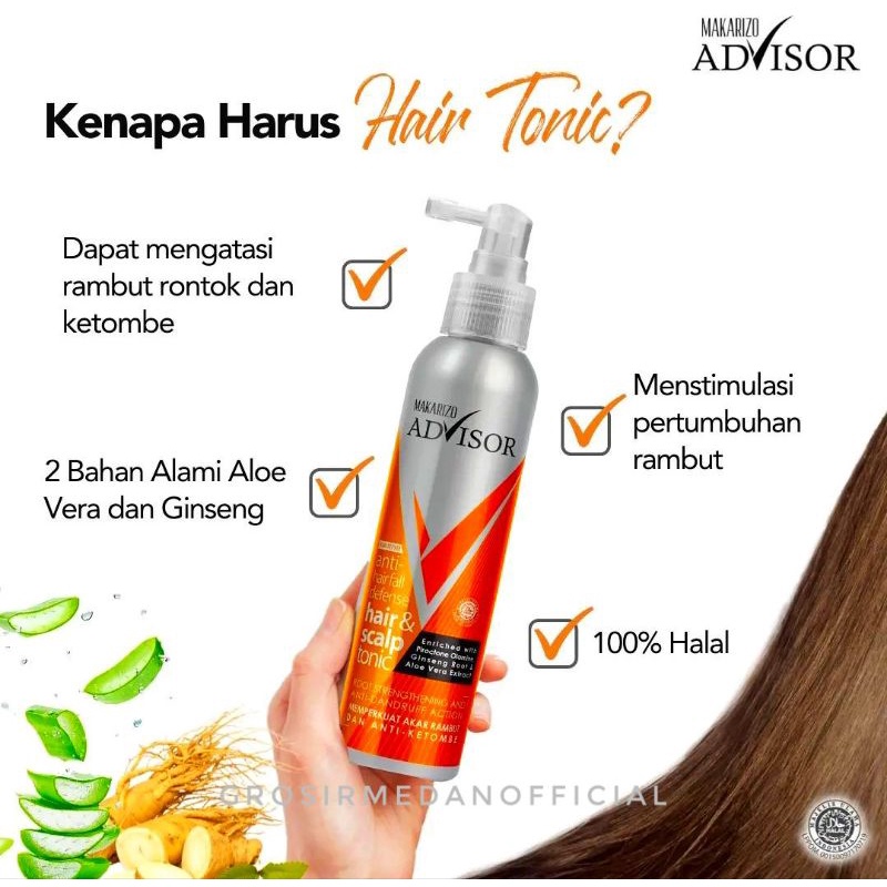 MAKARIZO ANTI HAIR FALL DEFENSE - TONIK ANTI RAMBUT RONTOK DAN KETOMBE - MAKARIZO ADVISOR HAIR AND SCALP TONIC