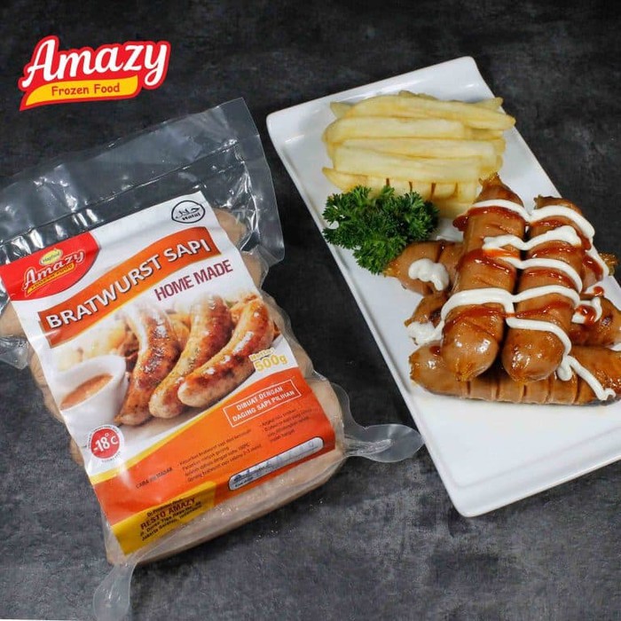 

AMAZY FROZEN FOOD 10 Beef Bratwurst Sosis Jumbo Sapi Bratwurts Hotdog Premium isi 10