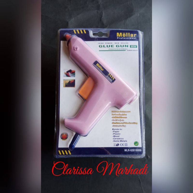 Mollar 63018006 Glue Gun 80 Watt Alat Lem Tembak Besar Pink