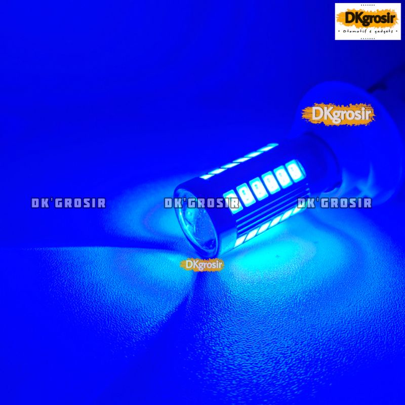 Superbright - Lampu LED Stop lamp 1157 BAY15D  33SMD - Stoprem 2 mode - senja + rem FLASH dan NON FLASH soket kaki 2-BIRU