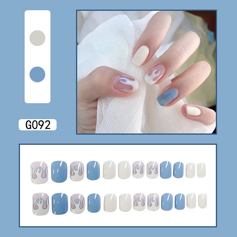 3D Kuku Palsu 24pcs/(FREE LEM)Set DIY Instant Nail Art Fake Nails Bridal Wedding Akrilik/24 pcs Kuku Palsu 3D / Stiker Kuku Palsu / Kuku Palsu Premium With Box/ Pemoles Kuku-G092