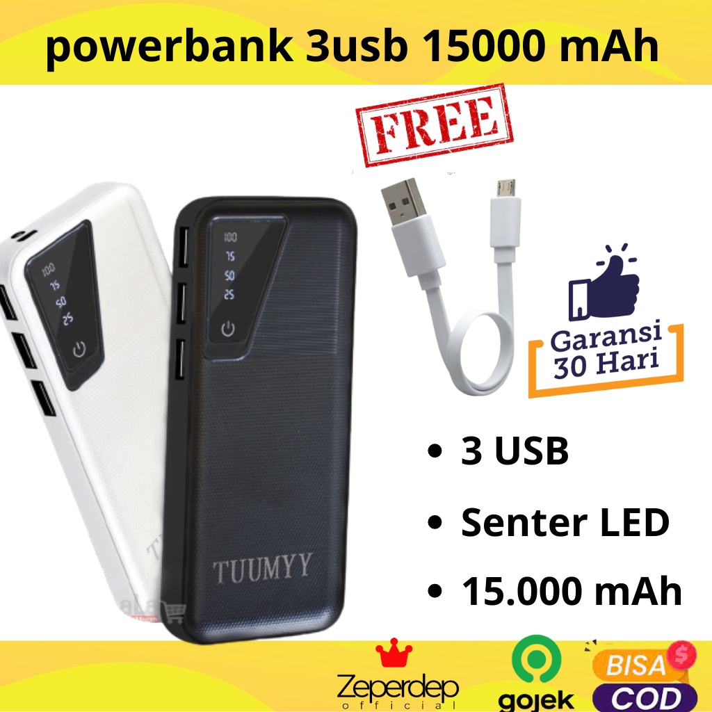 powerbank awet tahan lama 3 port usb 15000mAH powerbang power pawer bang beng bank HP powerbenk powe