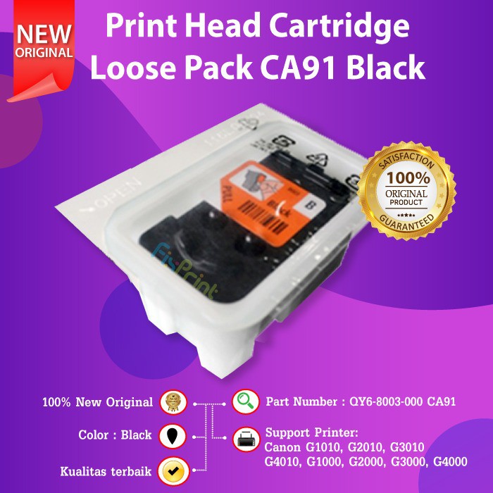 Print Head Cartridge Tinta Canon CA91 Black Printer G4010 G4000 G3010 G3000 G2010 G2000 G1010 G1000