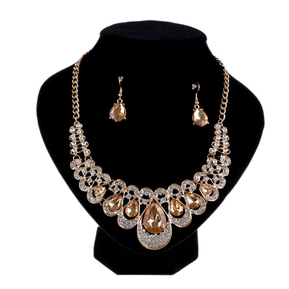 Lily Kalung Fashion Perhiasan Pernikahan Chocker Aksesoris Perhiasan Drop Pendant Jewelry Set