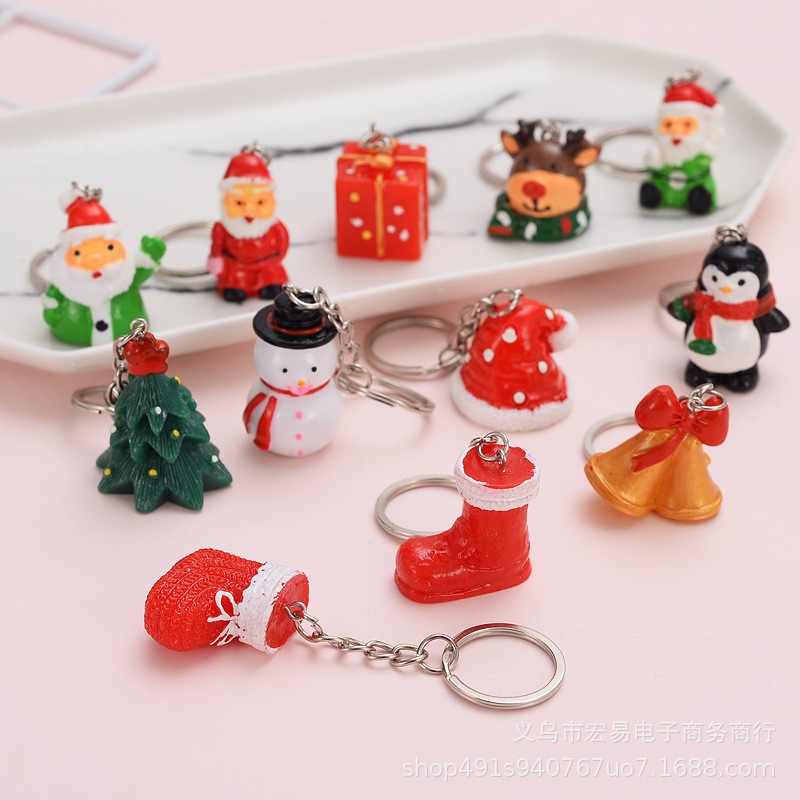 XMKC gantungan kunci natal christmas resin souvenir pajangan keychain