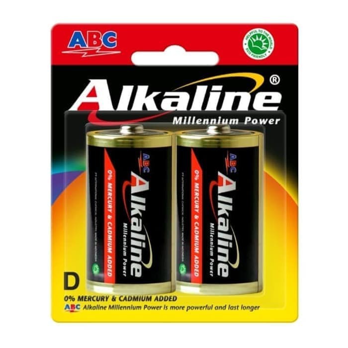 BATERAI ABC ALKALINE LR20 R20 D - ISI 2 BUTIR