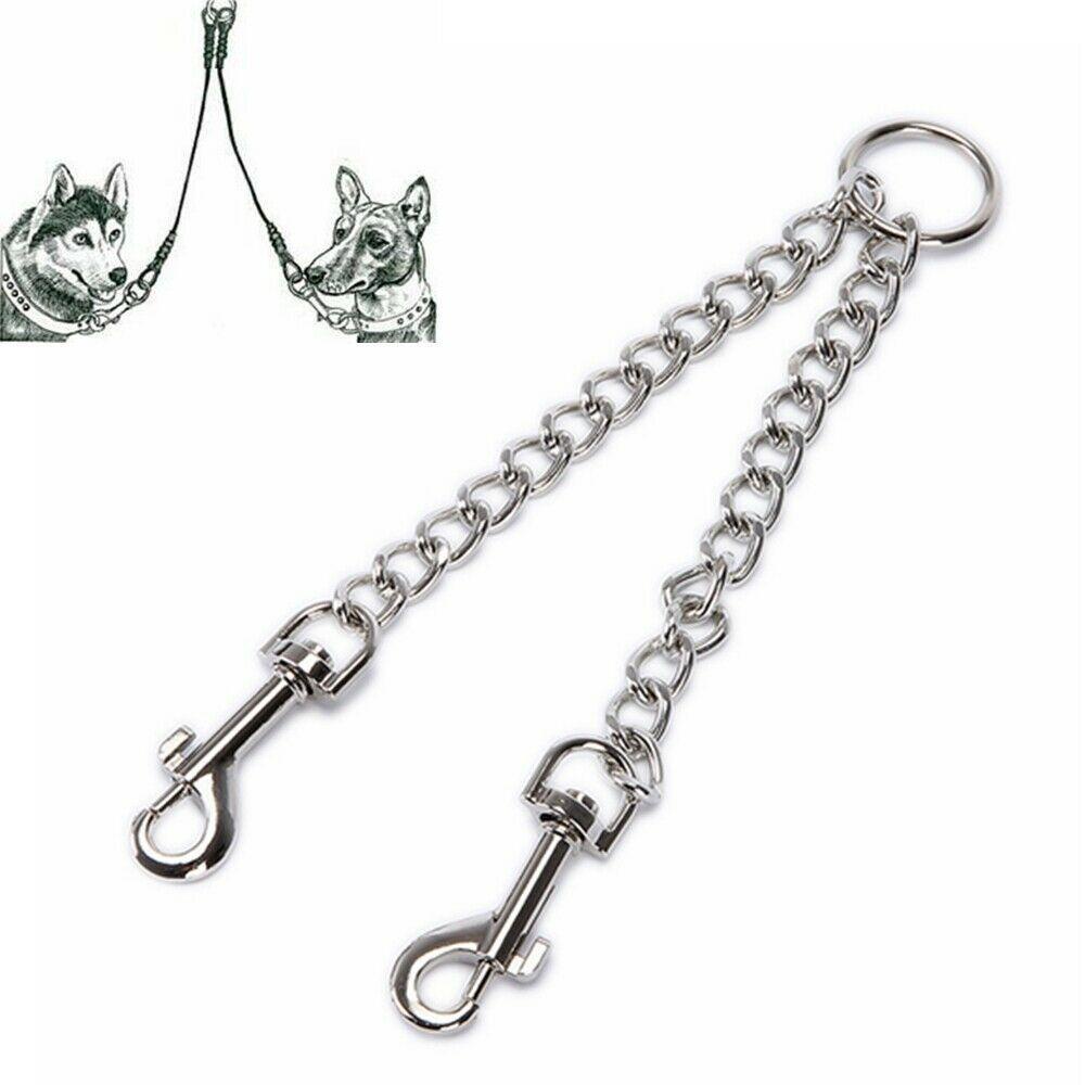 Solighter Kalung Anjing Peliharaan Rantai Heavy Duty Besi Kuat Dual Leashes