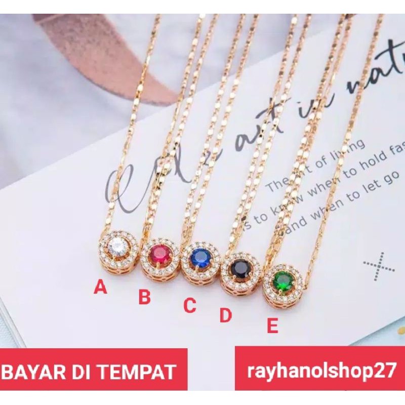 XUPING TERBARU KALUNG LIONTIN BATU PERMATA MEWAH ELEGAN LAPIS EMAS