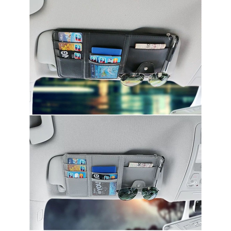 (BOW) Tempat Penyimpanan Kartu / Aksesoris interior Organizer Holder Sun Visor Mobil Serbaguna 8D79A