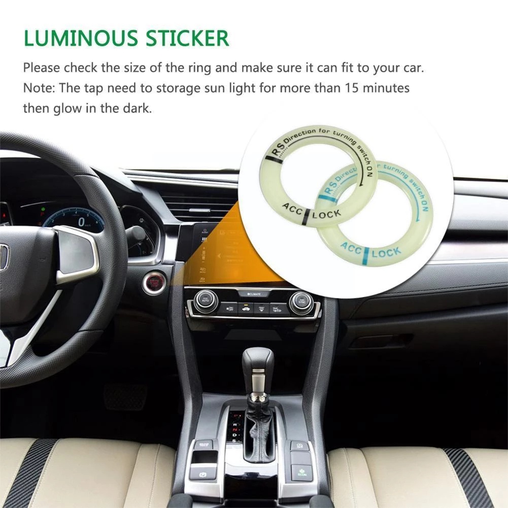 Saklar Pengapian Mobil Otomotif Stiker Hias Aksesoris Luminous Untuk Mobil Motor Universal Dekorasi 3D Fluorescent Circle Car Start Button