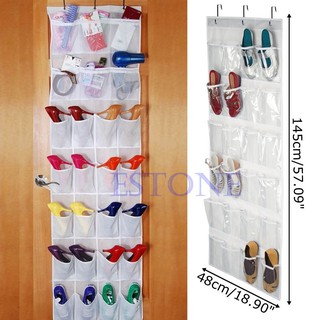 24 Pockets Rack Shoe Storage Hanger Clear Over Door Hanging Tidy Bag Organizer Shopee Indonesia