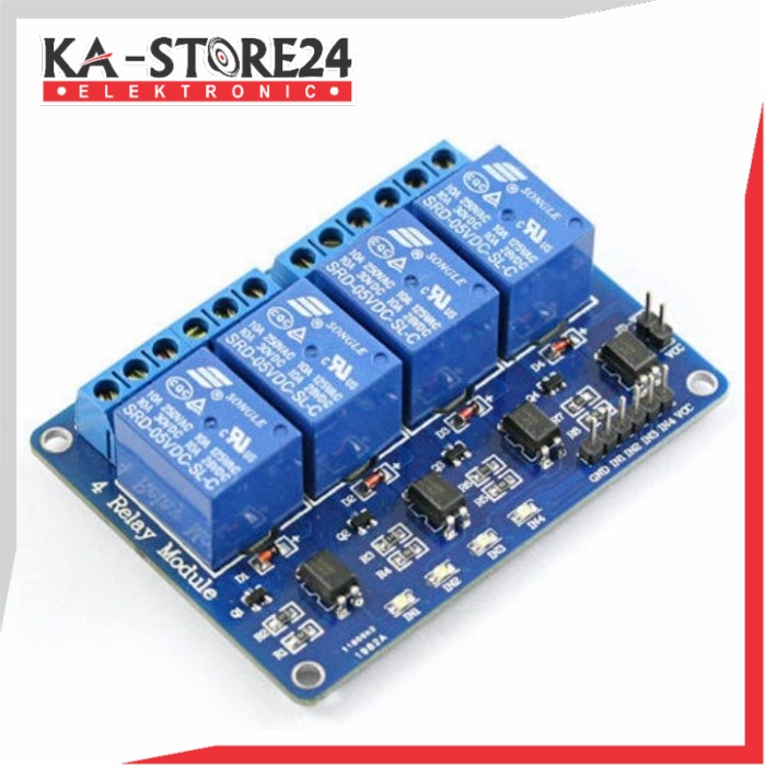Relay 5V Module 4 Channel 10A 250VAC 30VDC Optocoupler Modul DC-AC