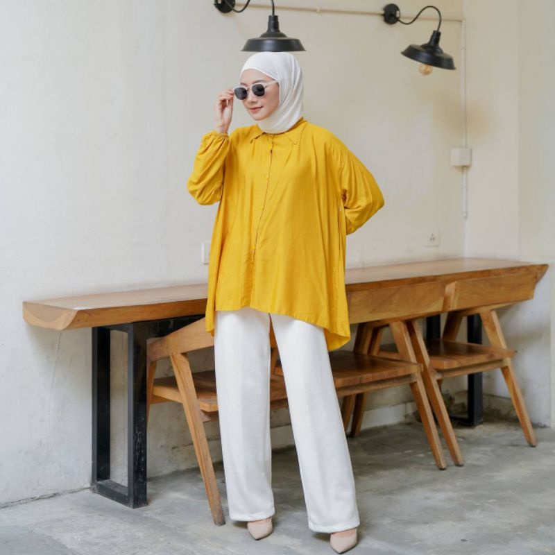 Kemeja Oversize Atasan Wanita Blouse Jumbo Rayon Viscose Fashion Solo Mura