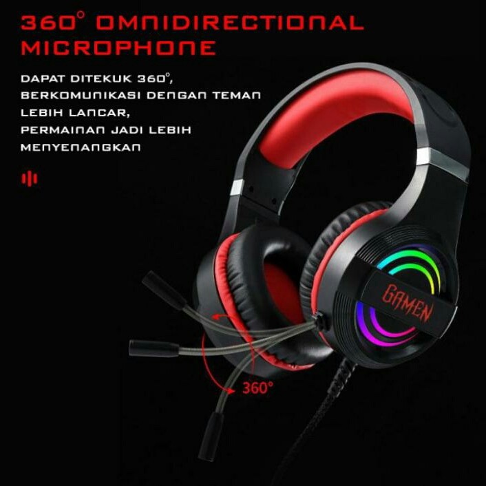 GAMEN GH1100 PRO - RGB HEADSET GAMING - DENGAN LAMPU BERWARNA 100% ORI