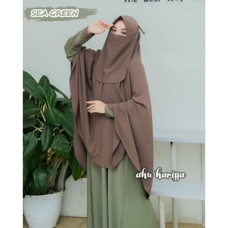 Aliyah Syari Set Hijab Free Cadar Tali Original Aku Karissa berlabel Ready Stock COD Bisa seragaman