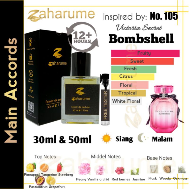 Zaharume Parfum Victoria Secret Bombshell No. 105 Parfum Tahan Lama Inspired Parfum Wanita