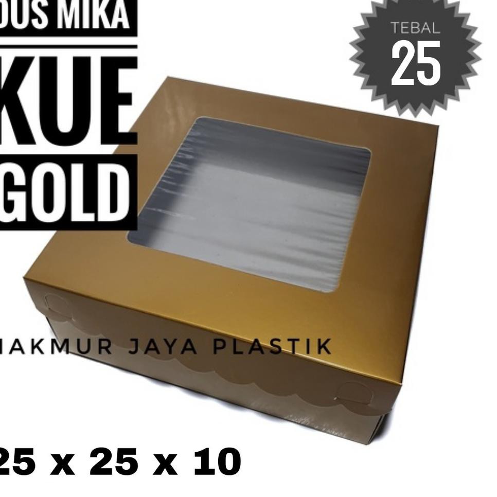 

[ DUS KUE MIKA - EMAS 25 ISI 5 PC ] PAPER BOX DUS GOLD TUTUP MIKA 25 x 25 (KODE 8809)