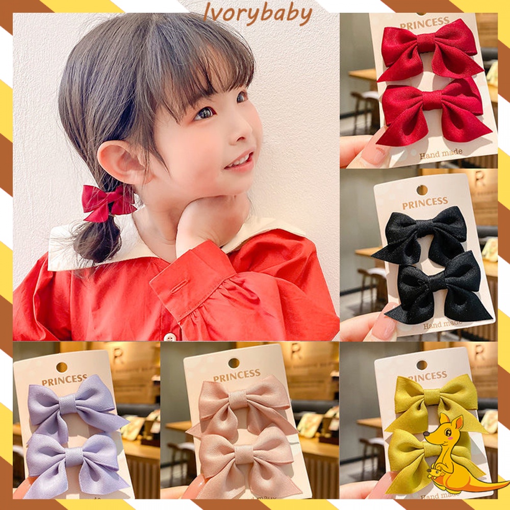 Ivorybaby Set 2PCS jepit rambut anak busur lucu jepitan rambut anak perempuan