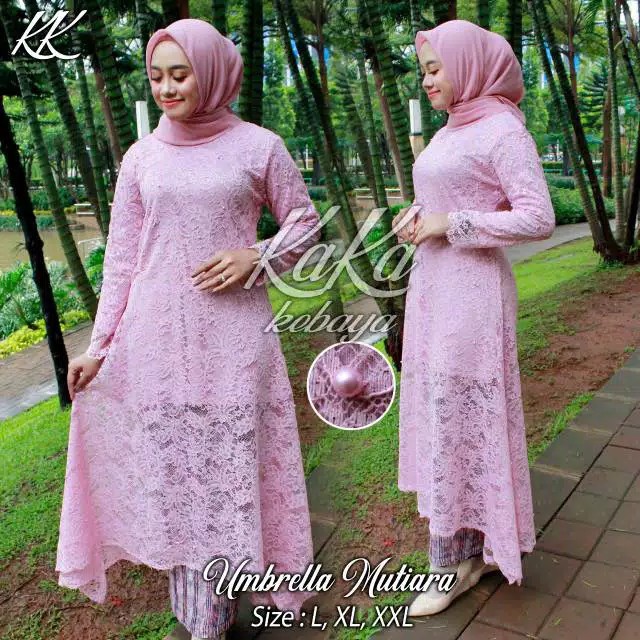 MQ - PROMO KEBAYA MODERN/KEBAYA TUNIK/TUNIK BRUKAT UMBRELLA MUTIARA/SETELAN KEBAYA-PINK BEBY
