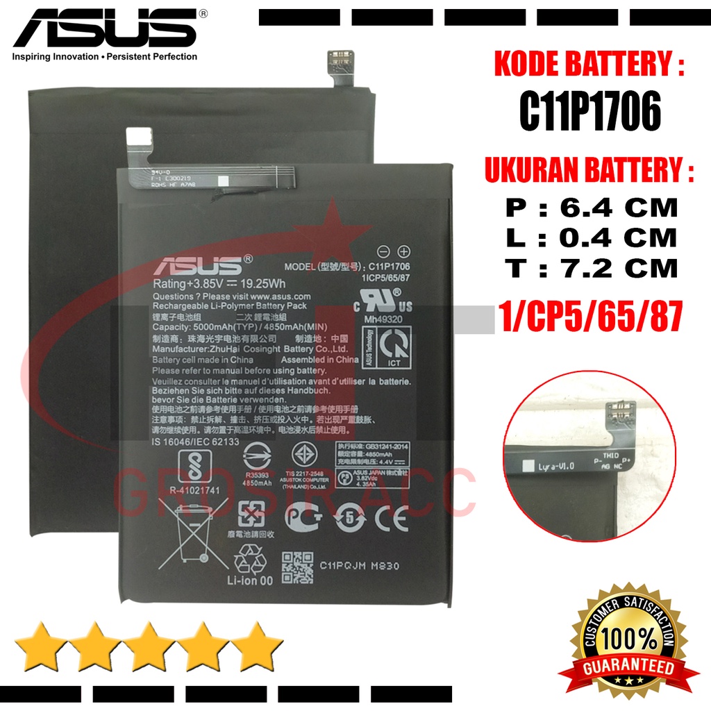 Baterai Battery C11P1706 Original Asus Zenfone Max Pro M1 ZB601KL / Max Pro M2 ZB631KL