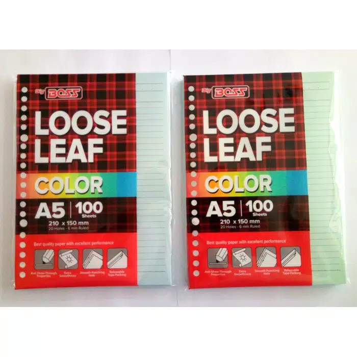 

Kertas Isi Binder Loose Leaf Warna Rainbow Big Boss A5 - 100 Lembar