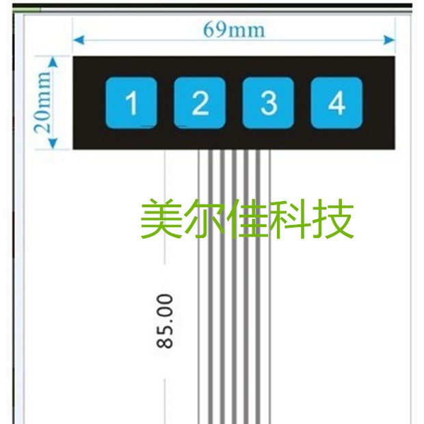 HQ 4 key membrane switch