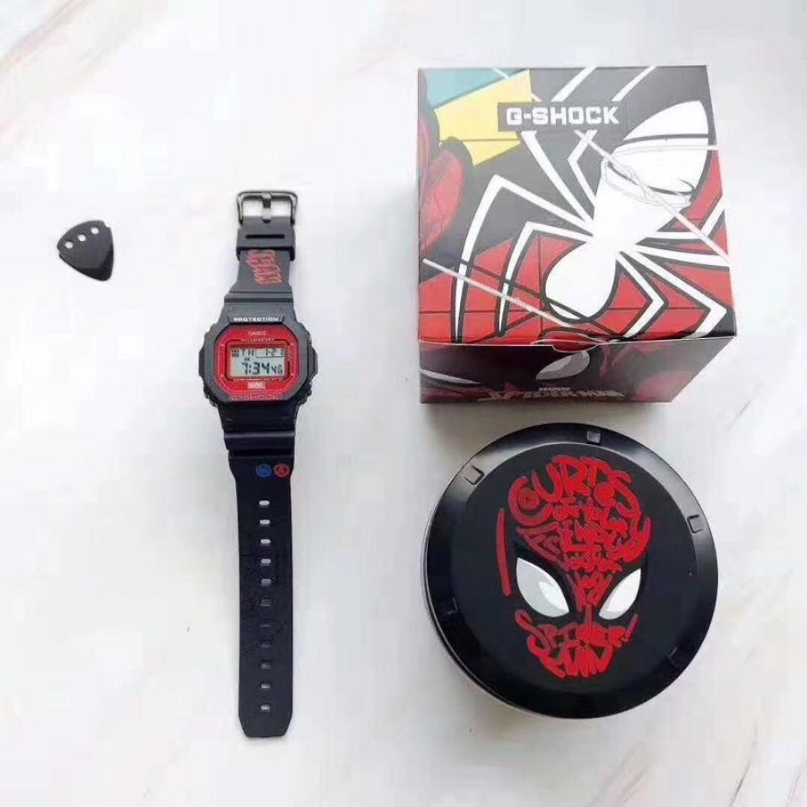 Jam Tangan Pria Anak Spider-Man G-Shock DW-5600 Series Marvel Spiderman Shock Resist Autolight
