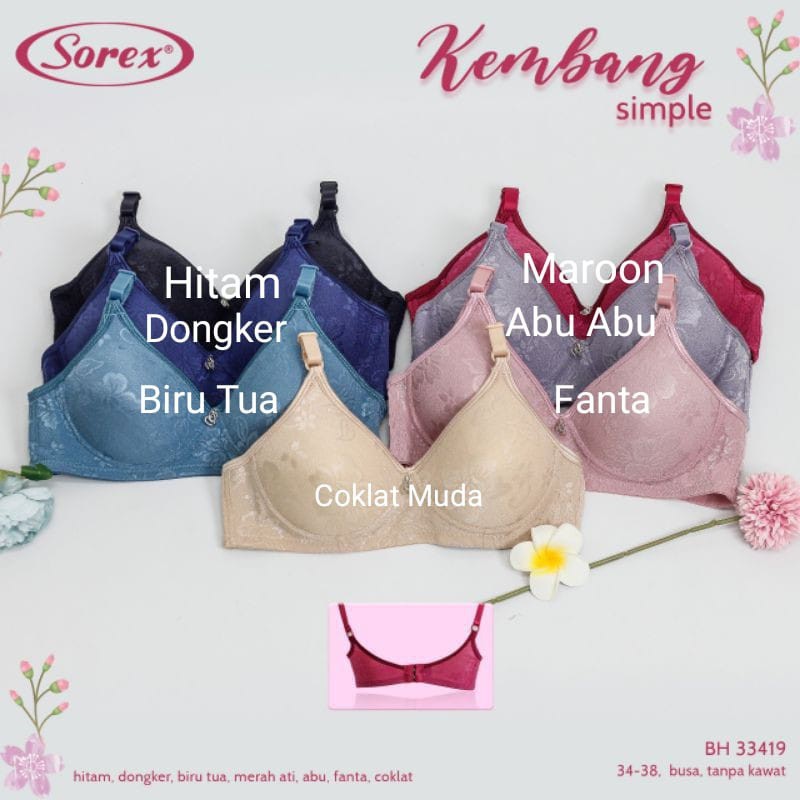 bb Sorex Bra 33425 Bh Tanpa Kawat Busa Cup Besar Pakaian Dalam Wanita Hiasan Bandul