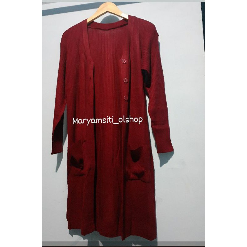 LONG CARDI KANCING 3 /Outer Rajut Wanita/Cardygan Rajut Murah