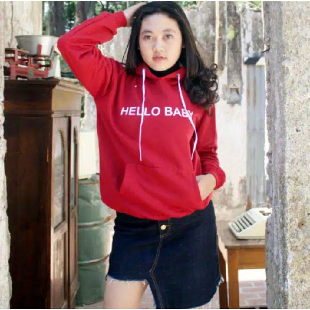 Sweater Hoodie Hello Baby Fit to  XL(BESAR)