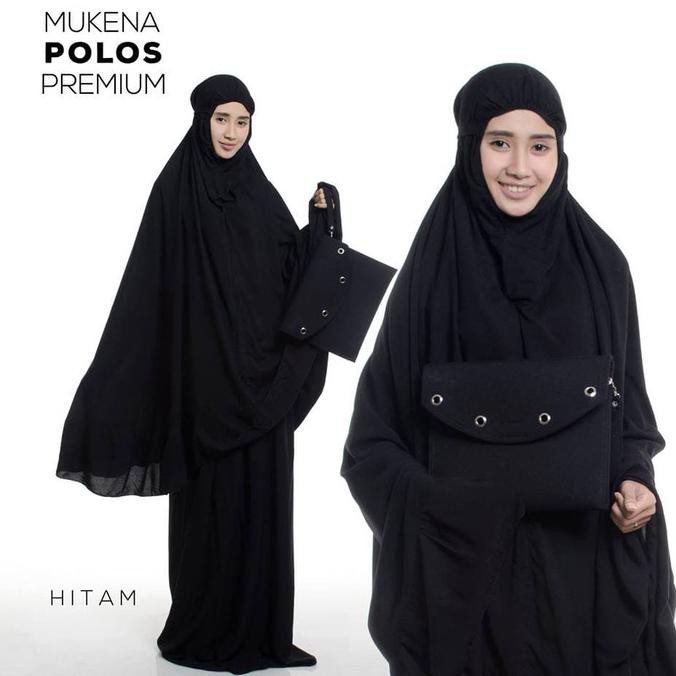 MUKENA DEWASA PREMIUM POLOS HITAM